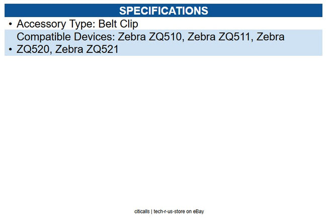 Zebra P1063406-040 ZQ500, KIT, Acc Belt Clip, (Set of 5)