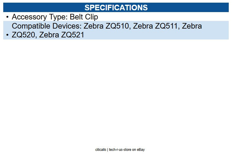 Zebra P1063406-040 ZQ500, KIT, Acc Belt Clip, (Set of 5)