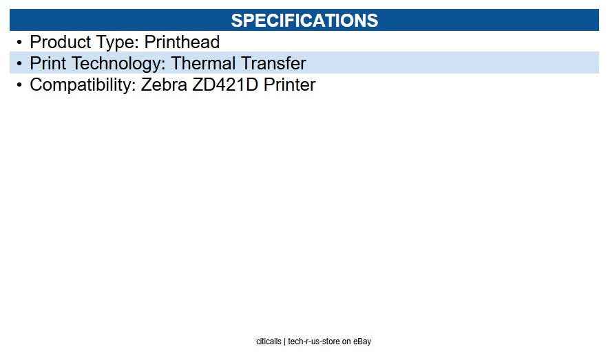 Zebra P1112640-027 Kit, 300 dpi printhead for Healthcare Models, ZD421D