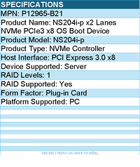 HPE P12965-B21 NS204i-p x2 Lanes NVMe PCIe3 x8 OS Boot Device PCI Express 3.0 x8