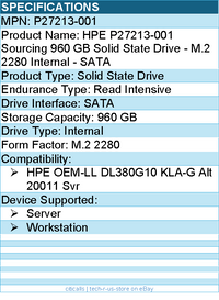 HPE P27213-001 Sourcing 960 GB Solid State Drive - M.2 2280 Internal - SATA