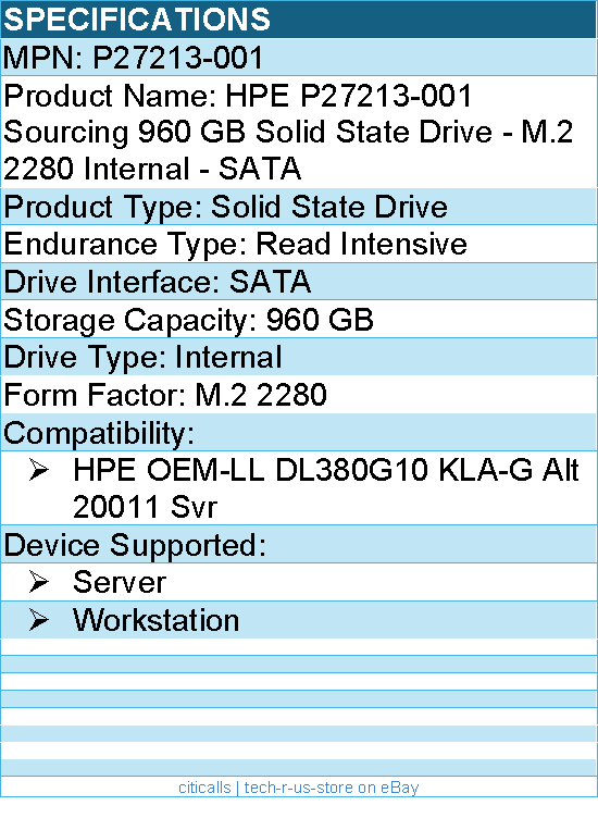 HPE P27213-001 Sourcing 960 GB Solid State Drive - M.2 2280 Internal - SATA