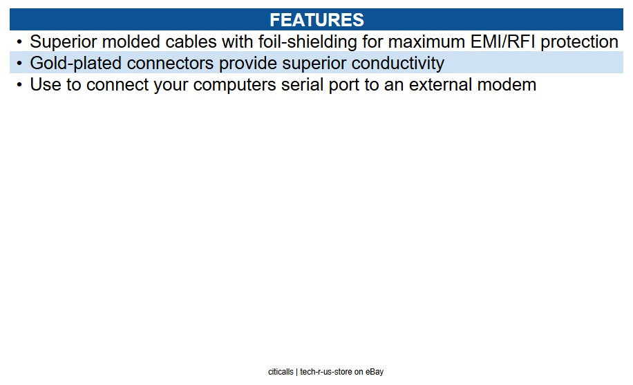 Eaton P404-006 AT Serial Modem Gold Cable (DB25 to DB9 M/F), 6 ft. (1.83 m)