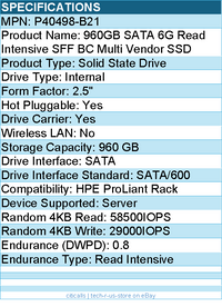 HPE P40498-B21 960 GB Solid State Drive - 2.5" Internal - SATA (SATA/600)