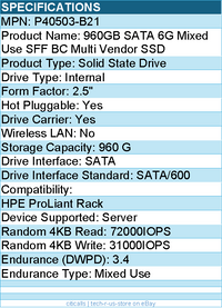 HPE P40503-B21 960 GB Solid State Drive - 2.5" Internal - SATA (SATA/600)
