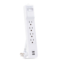 CyberPower P406U Surge Protector, 500J/125V, 15A, 4 Outlets, 2 USB-A Charging