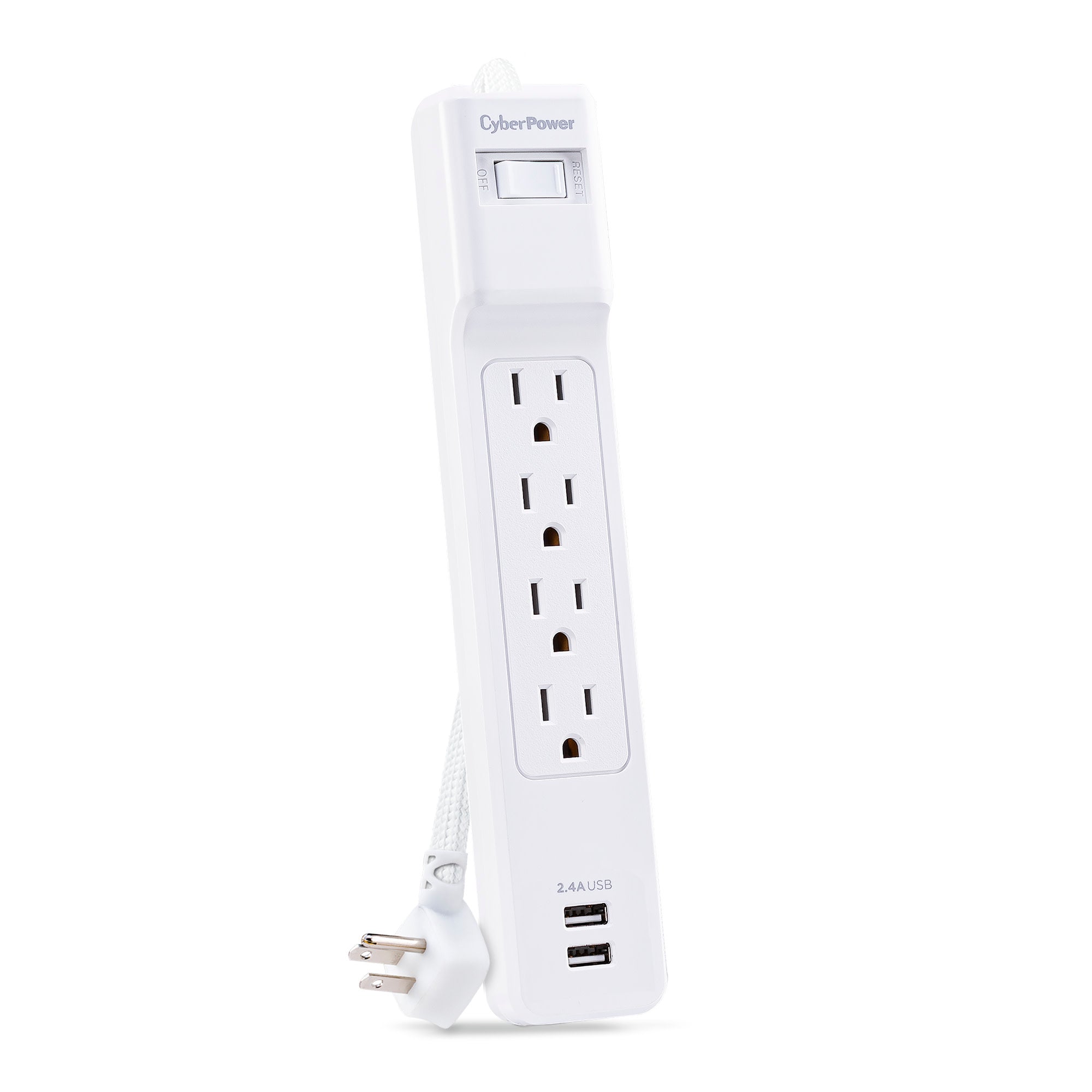 CyberPower P406U Surge Protector, 500J/125V, 15A, 4 Outlets, 2 USB-A Charging