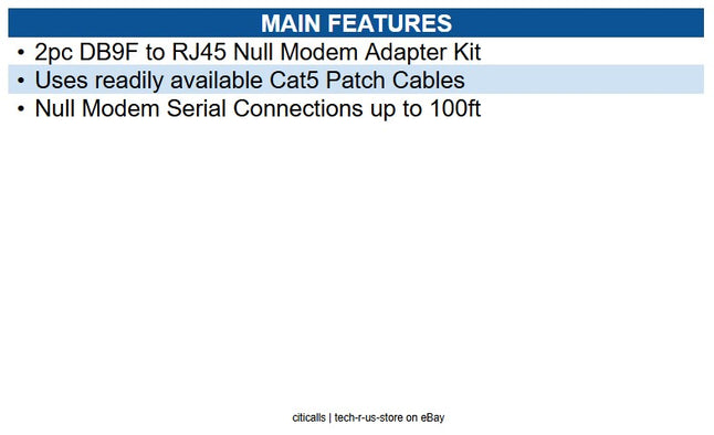 Eaton P450-000 Null Modem Serial RS232 Modular Adapter Kit 2x (DB9F to RJ45F)