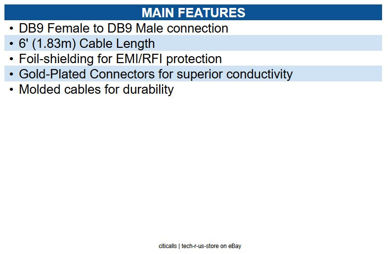 Eaton P454-006 Null Modem Serial DB9 Serial Cable, DB9 Male / Female ...
