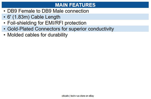 Eaton P454-006 Null Modem Serial DB9 Serial Cable, DB9 Male / Female, 6' (1.83m)
