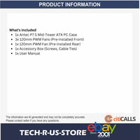 ANTEC P7 S Mid-Tower ATX Desktop PC Case USB-C Sound Dampening 4x PWM Fans Black