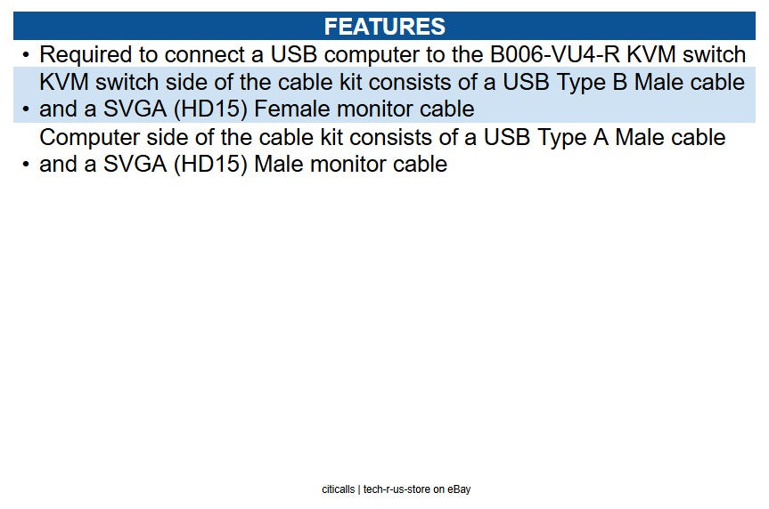 Eaton P758-006 USB Cable Kit for KVM Switch B006-VU4-R 6 ft. (1.83 m) - 6ft