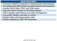 Eaton P780-010 USB/PS2 Combo Cable Kit for NetController KVM Switches B040Series