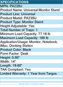 Targus PA235U Universal Monitor Stand - TAA Compliant - Up to 100lb - Black