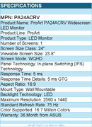 ASUS PA24ACRV ProArt 24" Class WQHD LED Monitor - 16:9 - 2560 x 1440