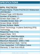 ASUS PA278CGV ProArt 27" Class WQHD LED Monitor - 16:9 - 2560 x 1440