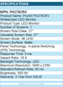 ASUS PA279CRV ProArt 27" Class 4K UHD LED Monitor - 16:9 - 3840 x 2160