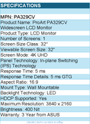 ASUS PA329CV ProArt 32" Class 4K UHD LCD Monitor - 16:9 - 3840 x 2160