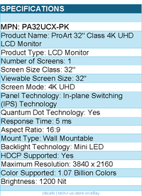 ASUS PA32UCX-PK ProArt 32" Class 4K UHD LCD Monitor - 16:9 - Black