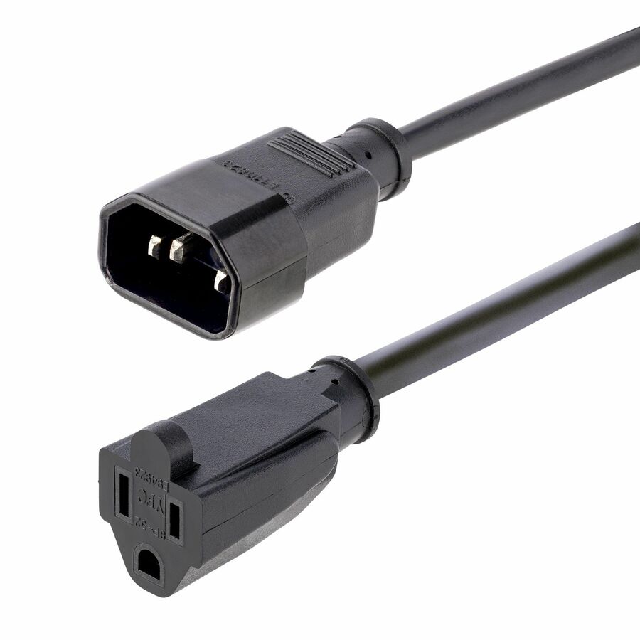 StarTech PAC100 1ft Power Extension Cord, IEC C14 to NEMA 5-15R, 10A 125V