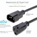 StarTech PAC100 1ft Power Extension Cord, IEC C14 to NEMA 5-15R, 10A 125V
