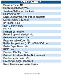 Datalogic PBT9100-RB PowerScan Handheld Barcode Scanner Wireless Connectivity