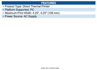 Honeywell PC41EDB010301 PC41E-D Direct Thermal Printer, Black, 300 dpi, USB Only