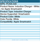 Codi PC5W-AW Induction Charger - White - for Apple Smartwatch