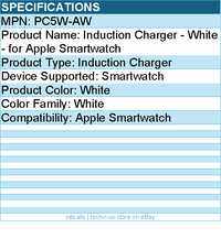 Codi PC5W-AW Induction Charger - White - for Apple Smartwatch