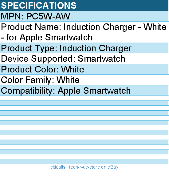 Codi PC5W-AW Induction Charger - White - for Apple Smartwatch