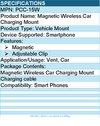 Codi PCC-15W Magnetic Wireless Car Charging Mount - for Smartphone