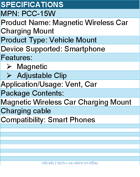 Codi PCC-15W Magnetic Wireless Car Charging Mount - for Smartphone