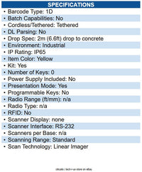 Datalogic PD9130-K2 PowerScan Handheld Barcode Scanner Kit Cable Connectivity