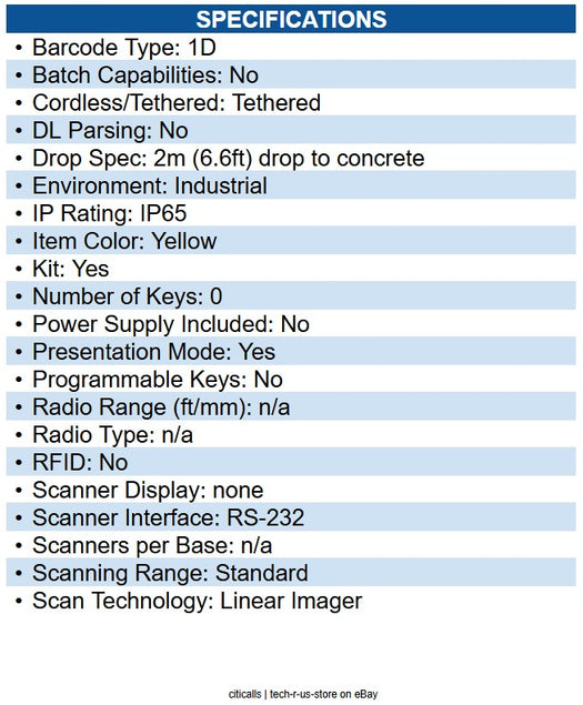 Datalogic PD9130-K2 PowerScan Handheld Barcode Scanner Kit Cable Connectivity