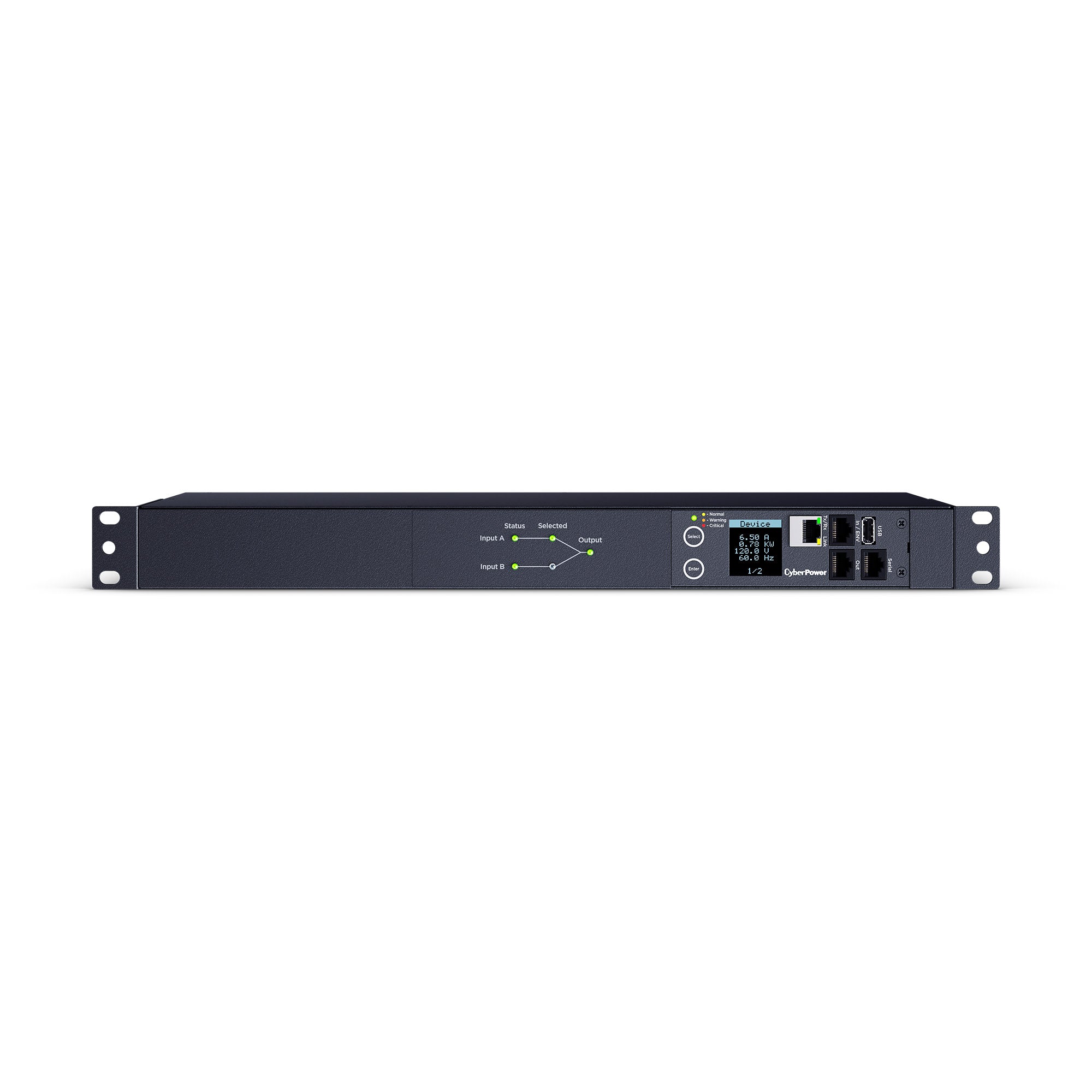 CyberPower PDU44001 Switched ATS PDU, 100-120V, 15A, 10 Outlets, 1U Rackmount