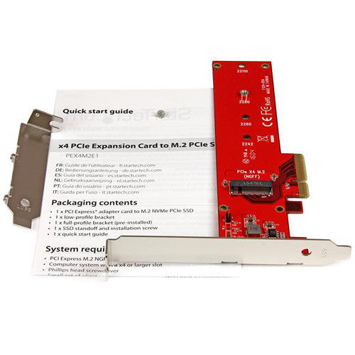 StarTech PEX4M2E1 PCI Express x4 to M.2 PCI Express SSD Adapter Retail