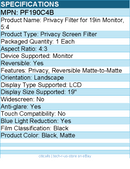 3M PF190C4B Privacy Screen Filter For 19"LCD Monitor - 4:3 - Anti-glare