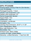 3M PF230W9B Privacy Filter for 23in Monitor, 16:9 - Black, Matte