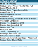 3M PF490W3E Privacy Screen Filter for 49in Full Screen Monitor, 32:9
