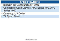APG Cash Drawer PK-15-4X4VTA-BX 4x4 Fixed Till for APG 1317 Only APG M-15M-4