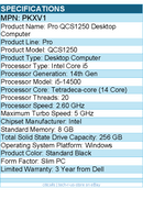 Dell PKXV1 Pro QCS1250 Desktop Computer - Intel Core i5 14th Gen - Slim PC