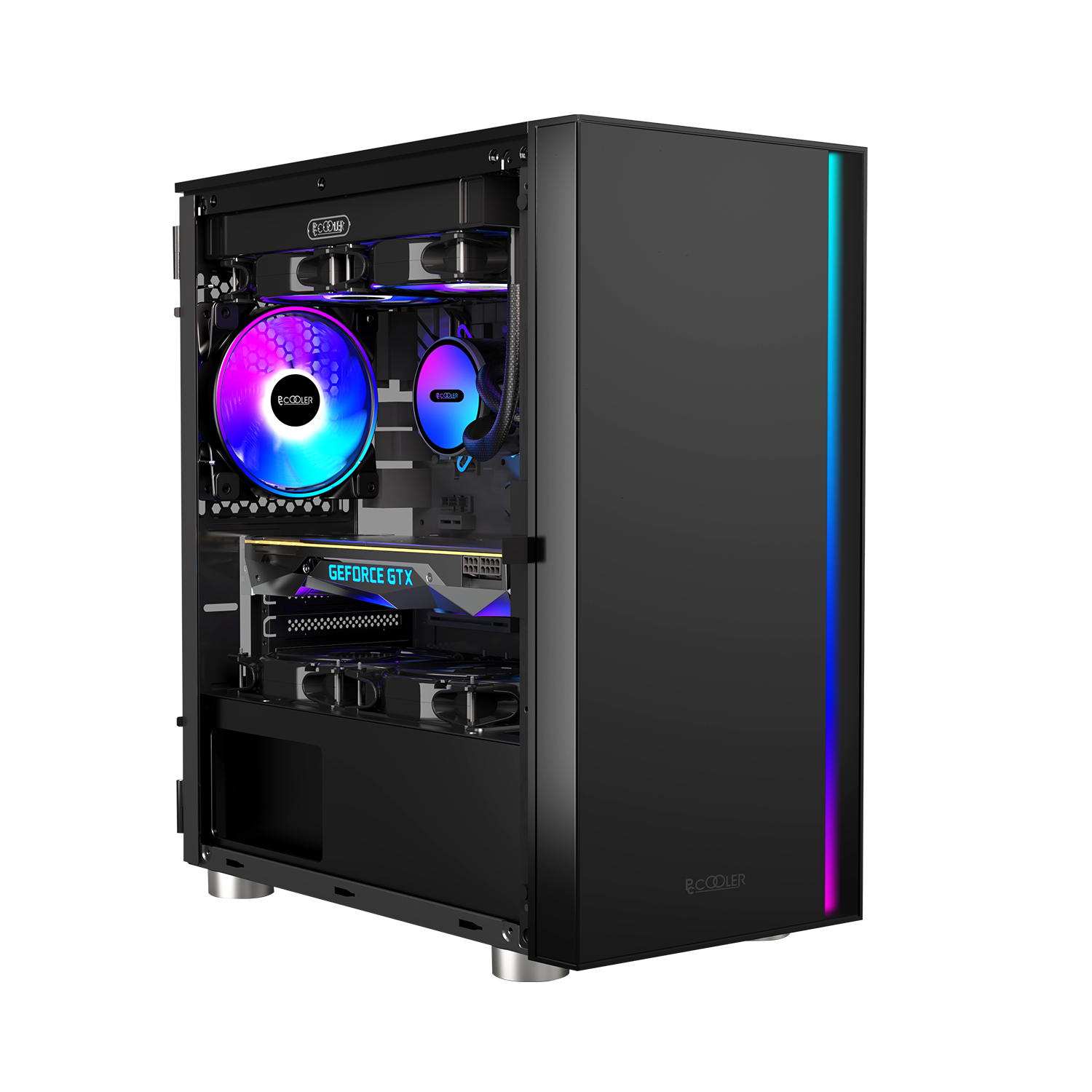 PcCooler PLATINUM LM300 ARGB - micro ATX - windowed side panel tempered glass