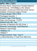 StarTech PM1115P3 Ethernet to Parallel Network Print Server, 10/100Mbps LAN