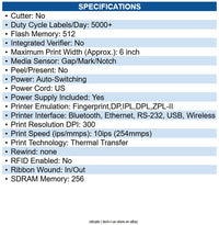 Honeywell PM65A11000000301 PM65 TT Printer 300dpi, Ethernet, WiFi, Touch Display