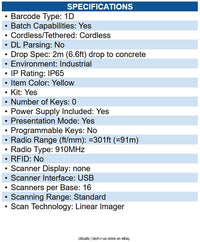 Datalogic PM9100-910RBK10 PowerScan Handheld Barcode Scanner Kit - Wireless