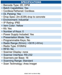 Datalogic PM9501-DPM910RB PowerScan 9500 PM9501 Barcode Scanner Kit Wireless