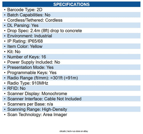 Datalogic PM9600-DKHP910RB PowerScan PM9600, High Performance, 910 MHz, Display