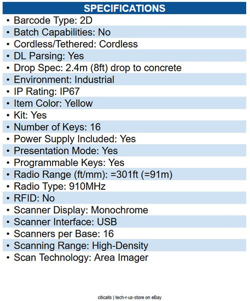 Datalogic PM9600-DKHP910RK10 PowerScan PM9600 Barcode Scanner Kit Wireless