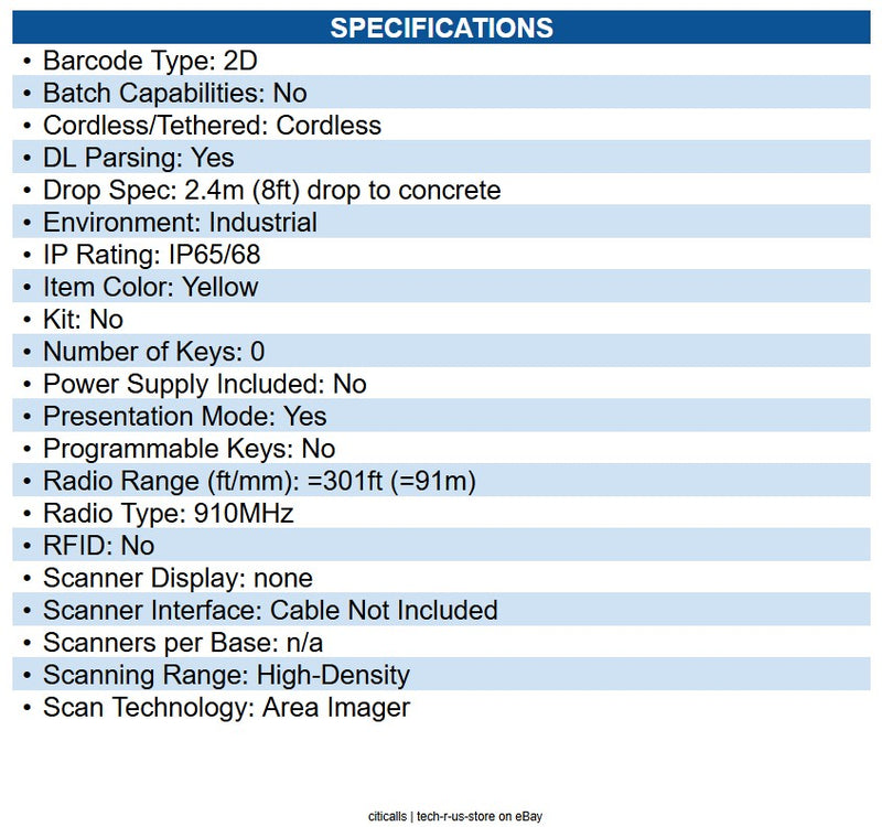 Datalogic PM9600-HP910RB PowerScan PM9600-HP Barcode Scanner Kit Wireless