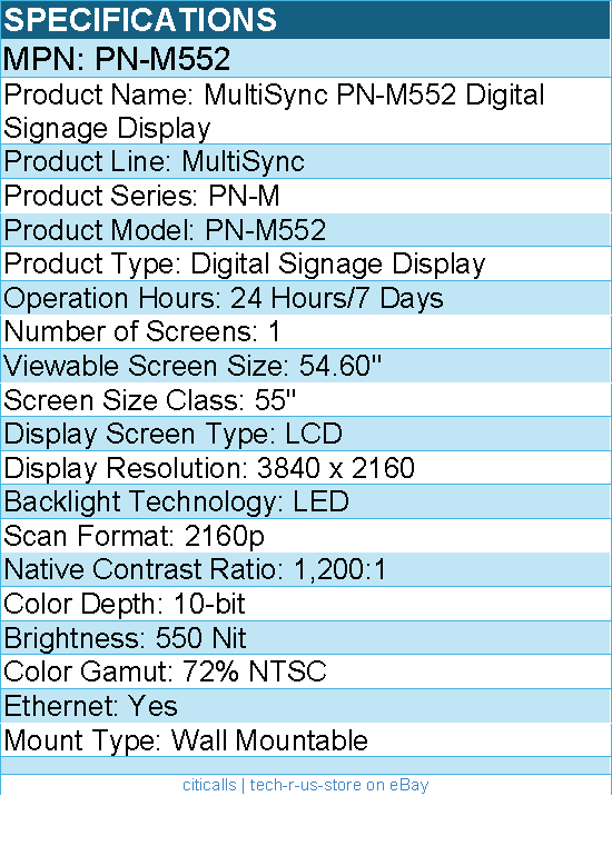 Sharp PN-M552 MultiSync Digital Signage Display - Digital Signage Display